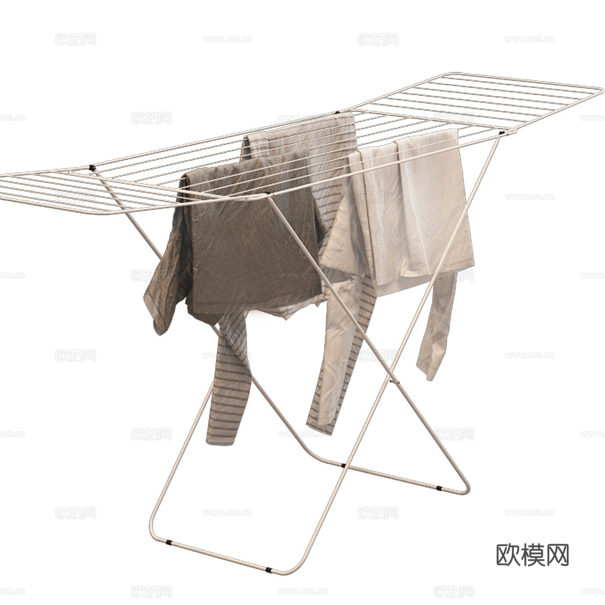 现代奶油风洗衣机 烘干机 熨衣板 折叠晾衣架3d模型