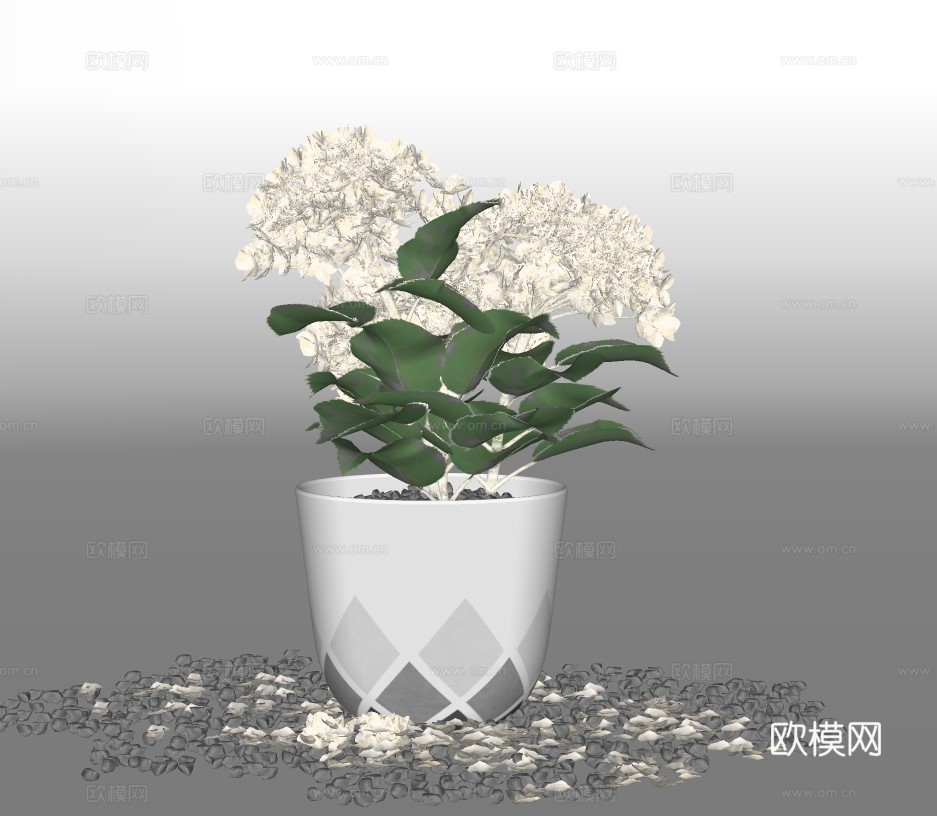 现代绿植盆栽su模型下载