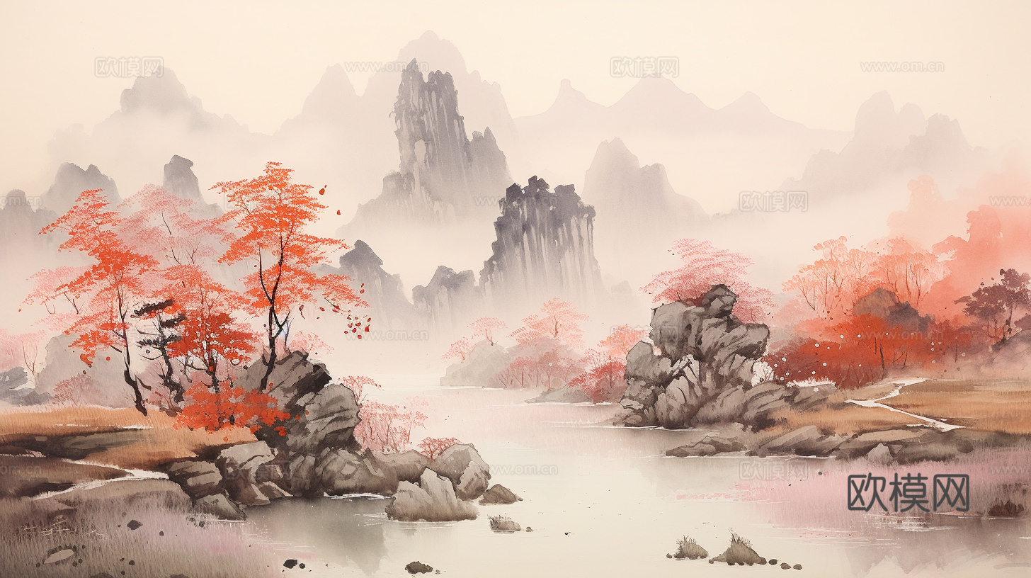 中式壁画 壁纸