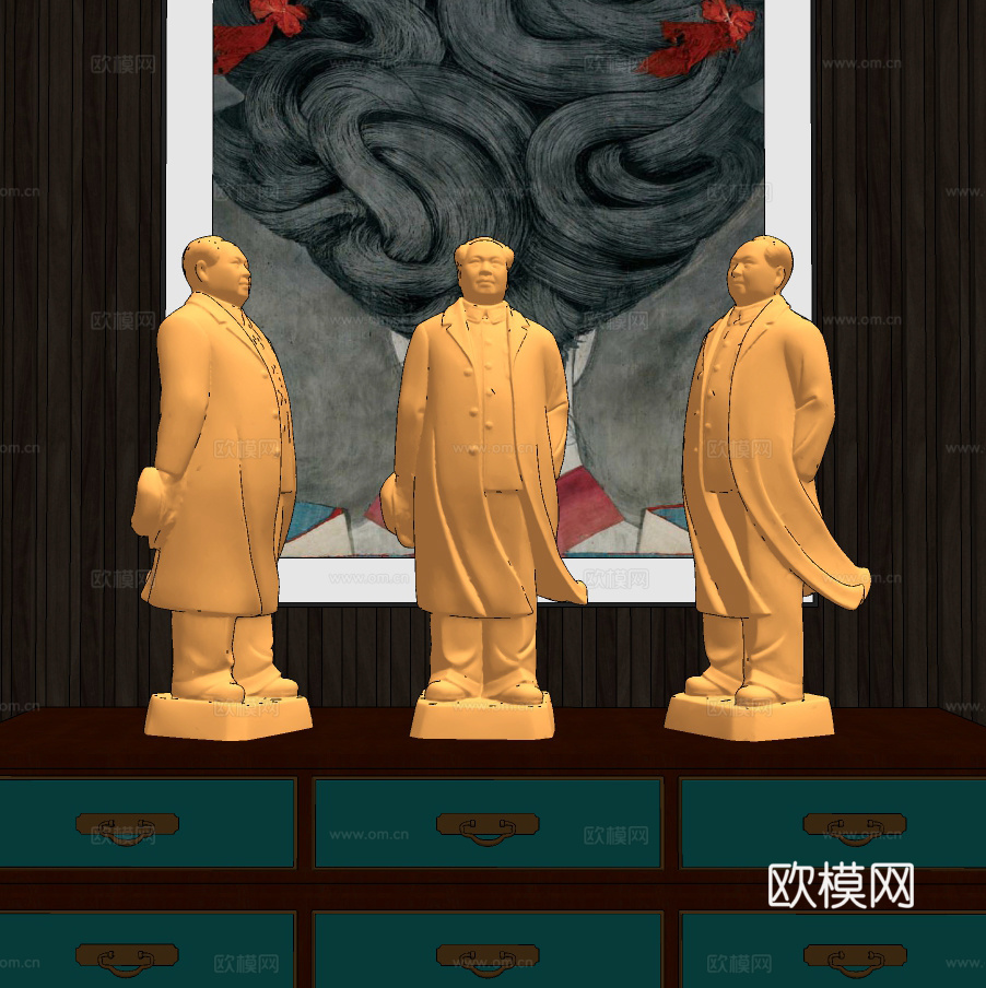 现代毛主席人物雕塑摆件su模型下载