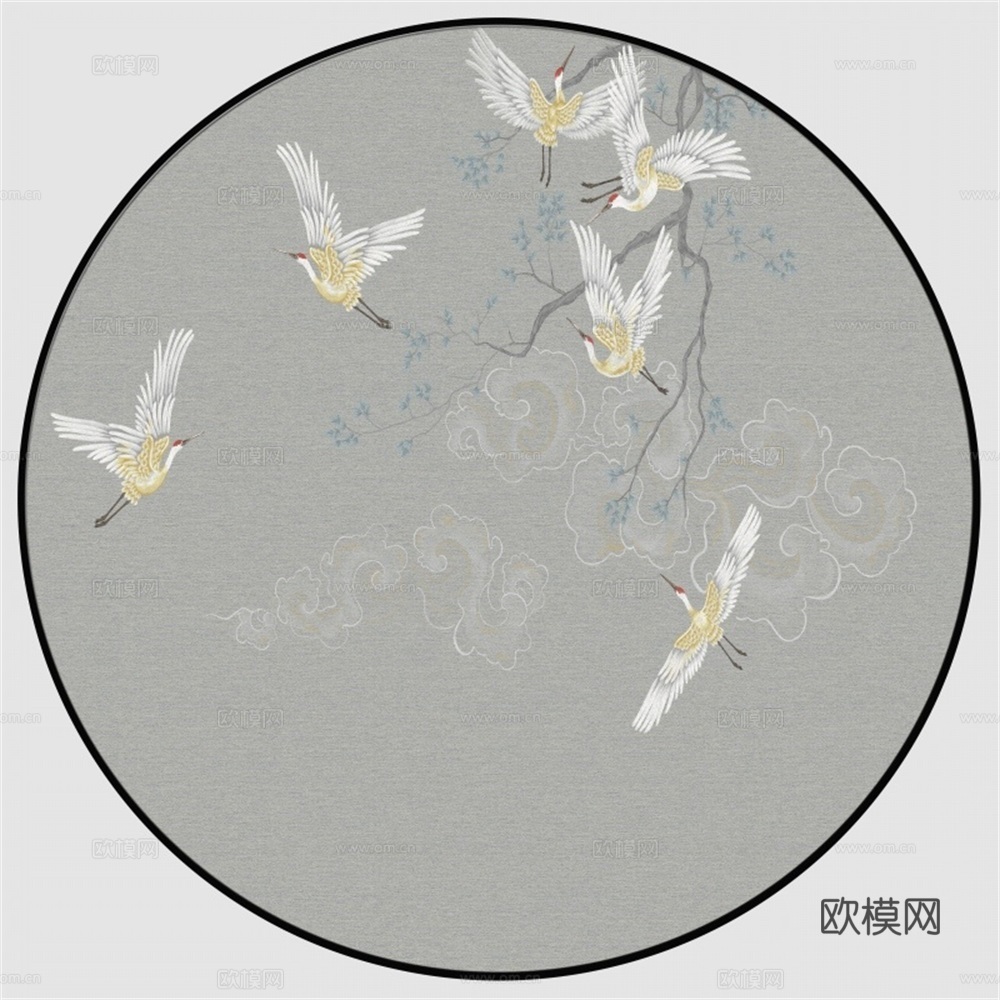新中式圆形装饰画