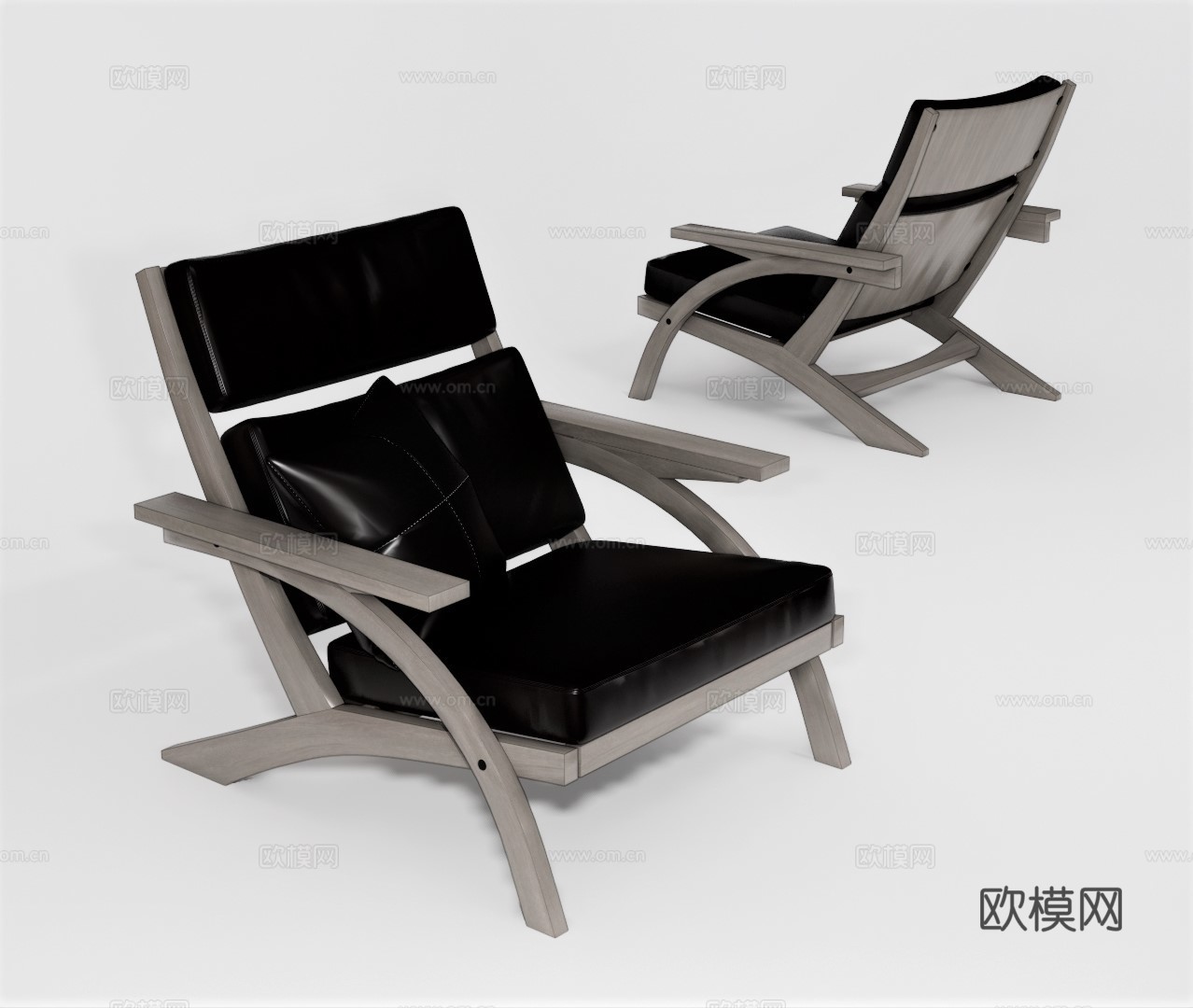 现代皮革躺椅su模型下载