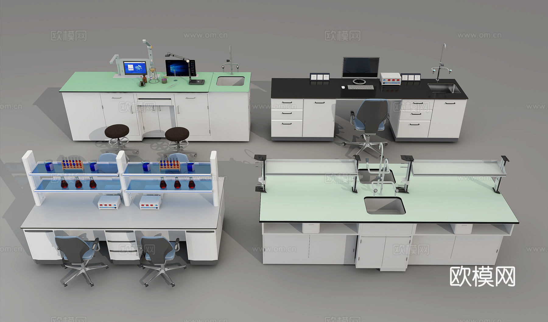 实验桌实验操作台实验室3d模型