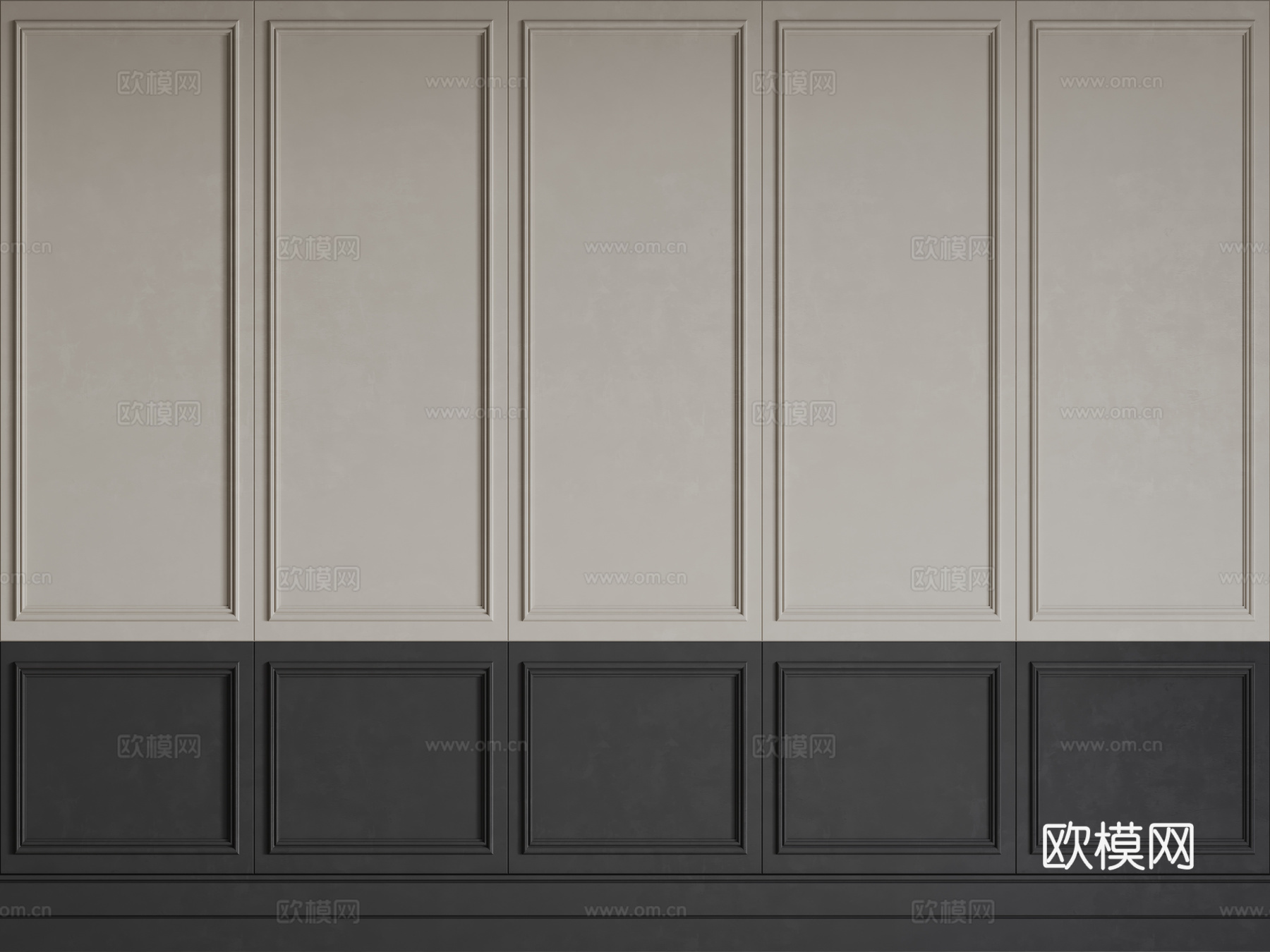 法式护墙板 PU线条 雕花线条 石膏线背景墙su模型下载（渲染图1）