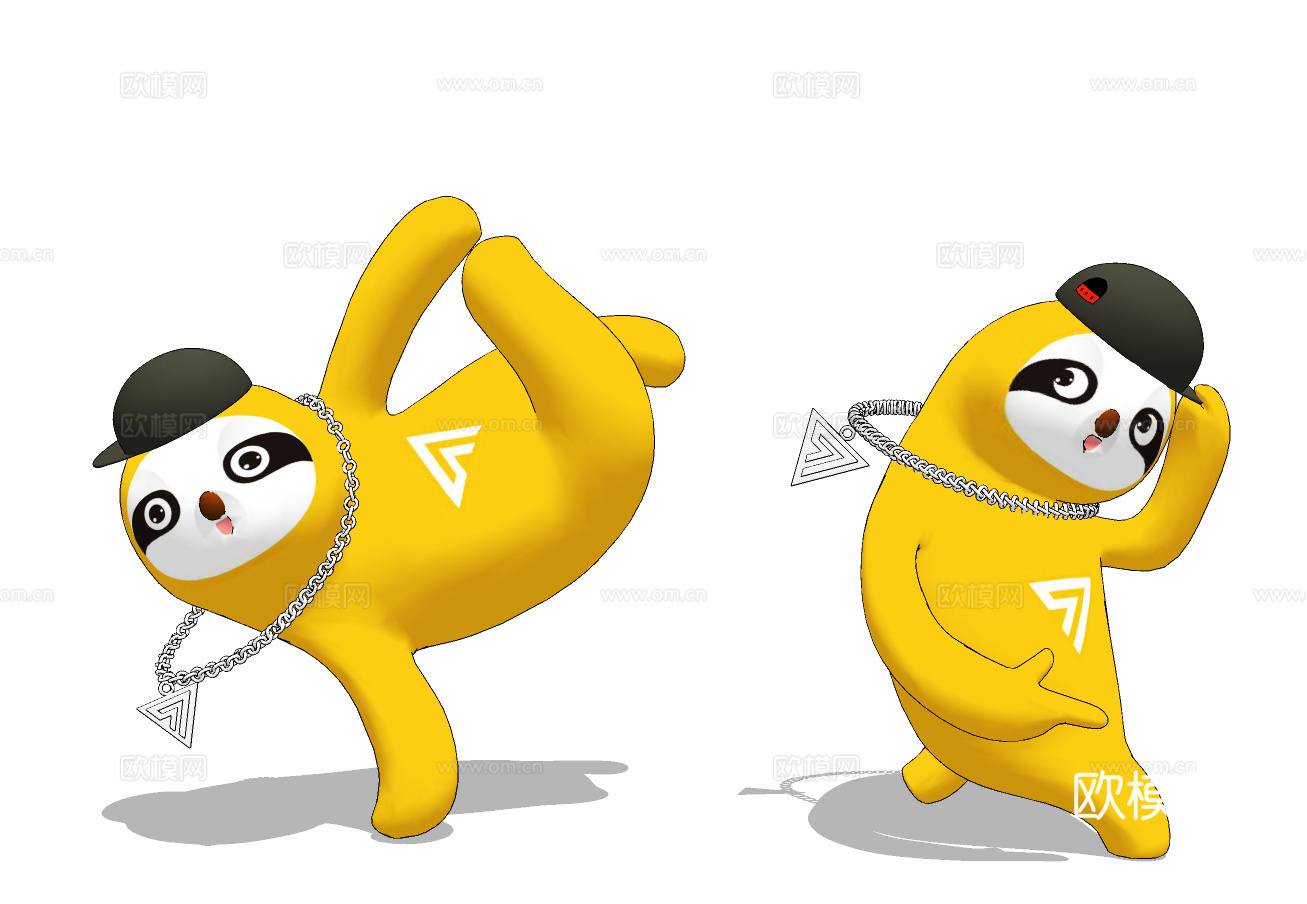 现代熊猫雕塑摆件su模型下载