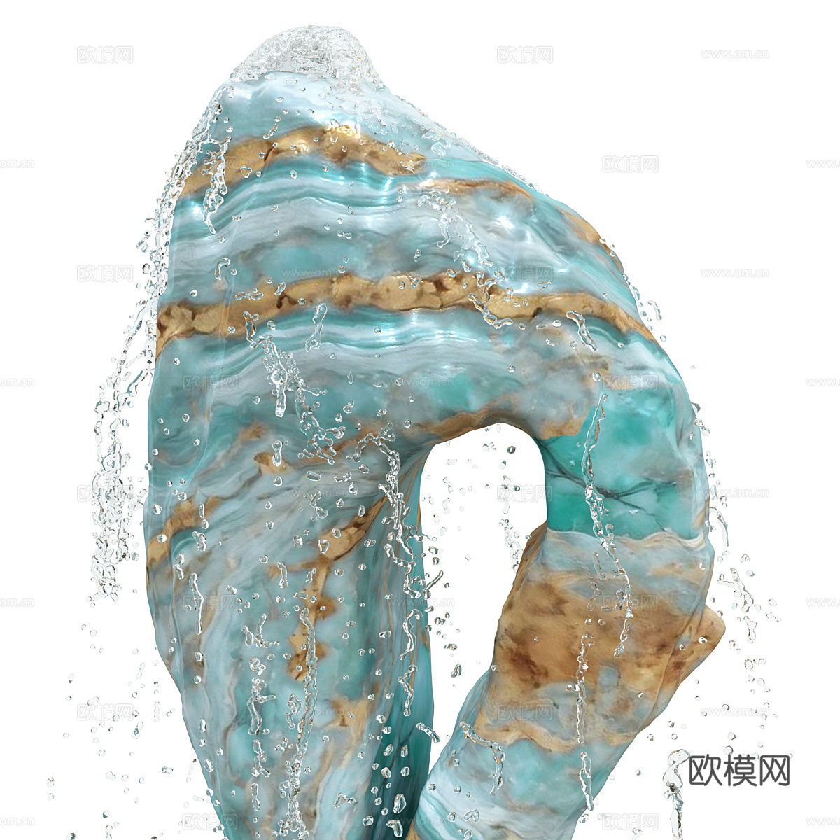 现代意式蓝宝石玛瑙石喷泉雕塑3d模型