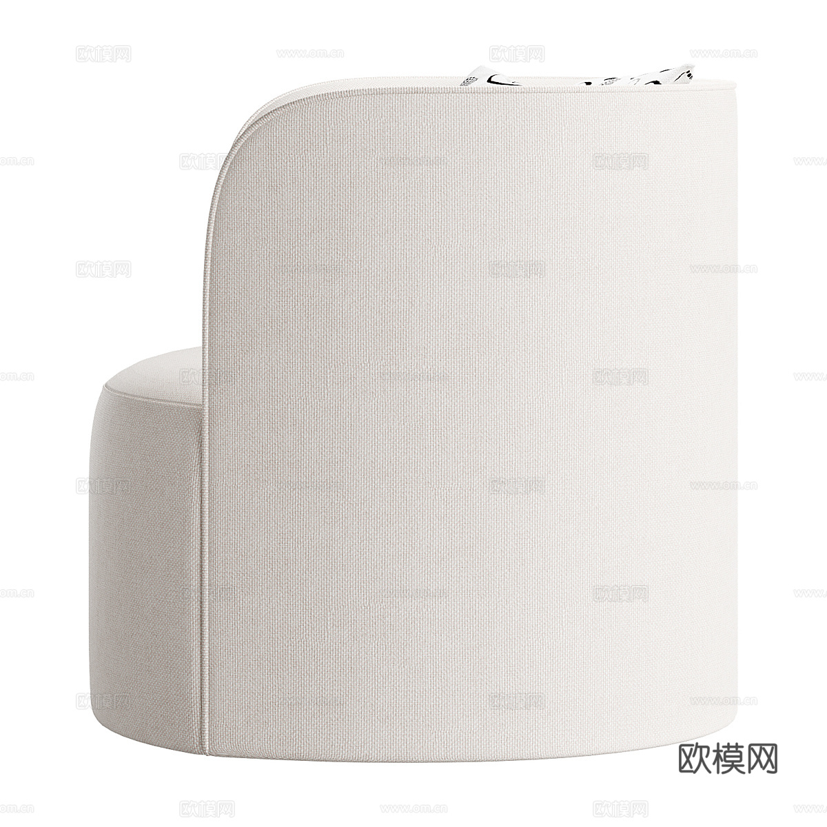 现代奶油风布艺单人休闲沙发3d模型