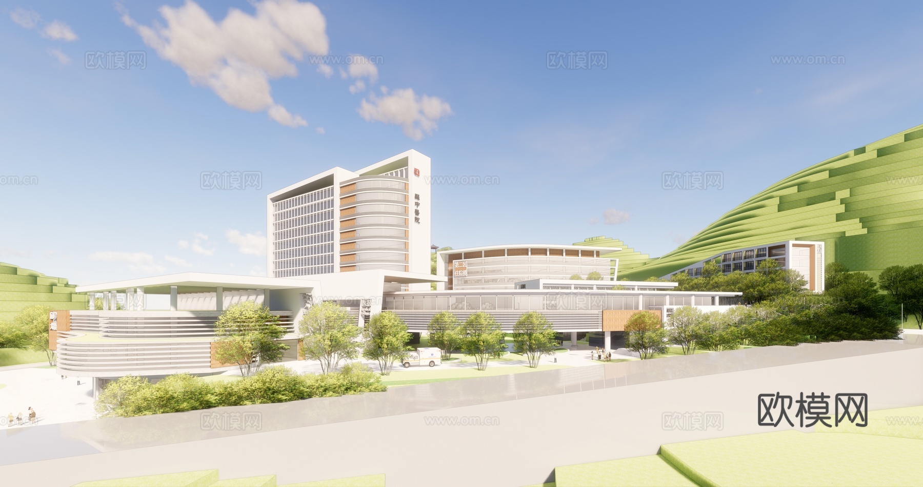 现代医院建筑外观su模型下载