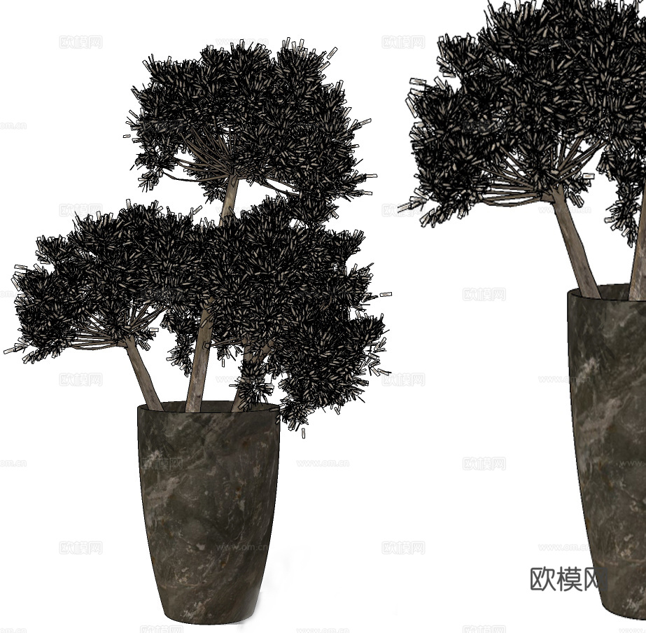 现代侘寂干花插花su模型下载