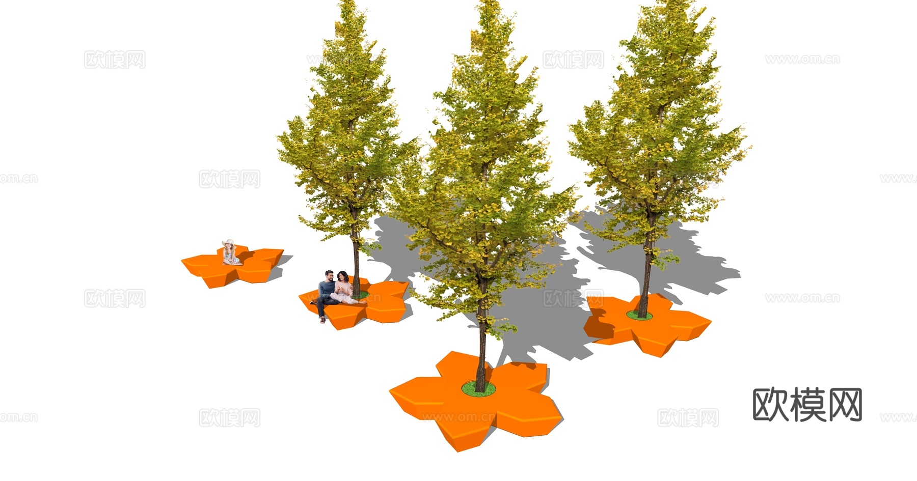 现代花瓣景观座椅su模型下载