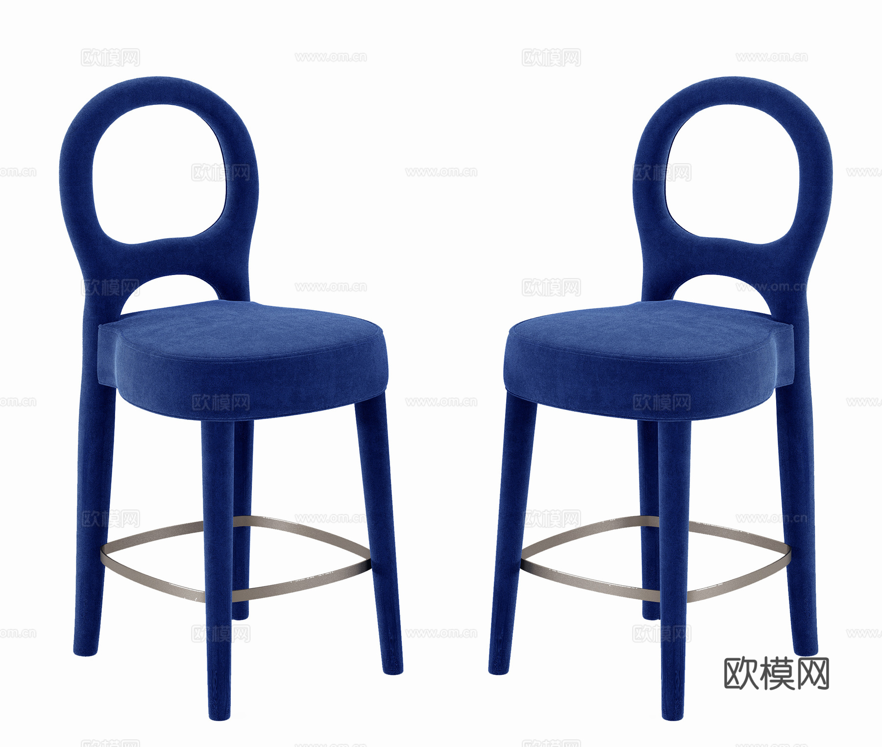 现代布艺吧椅su模型下载
