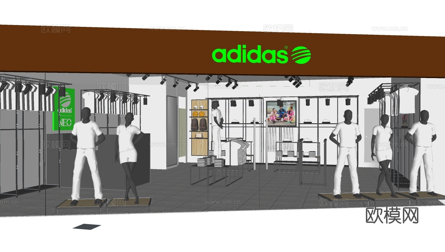现代阿迪运动服专卖店su模型下载