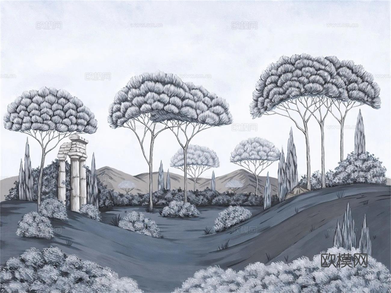 手绘植物装饰画壁画