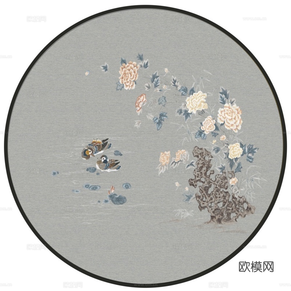 新中式圆形装饰画