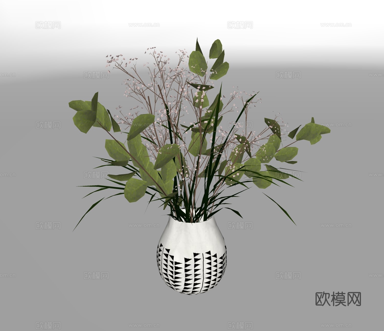 现代花瓶插花su模型下载