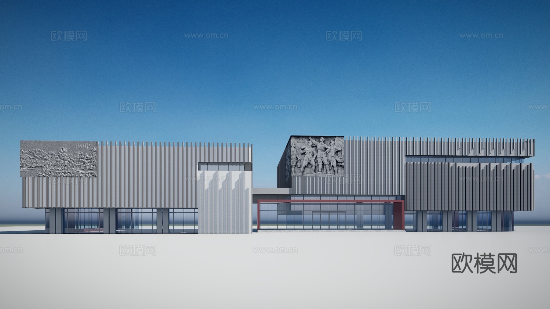 现代博物馆建筑外观su模型下载