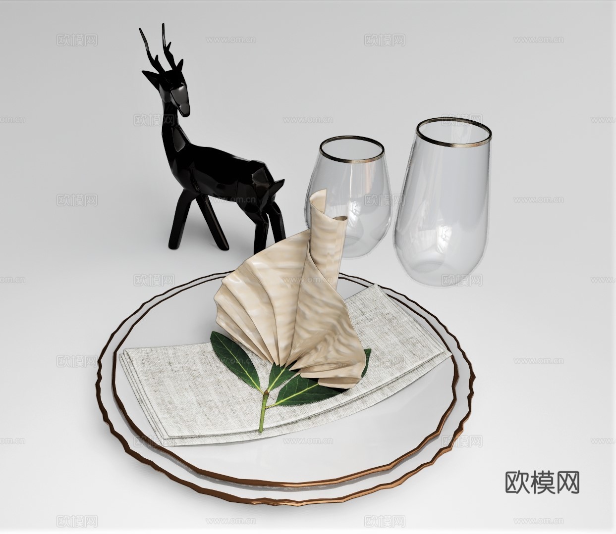 现代碗碟餐具su模型下载