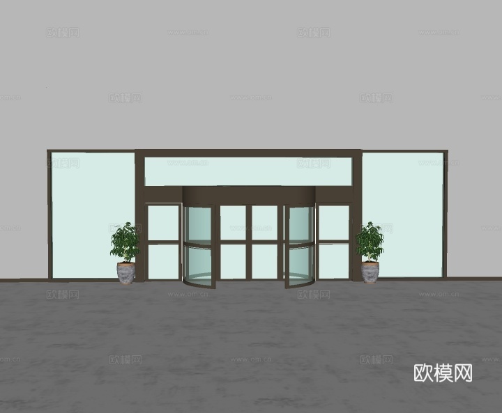 现代玻璃门旋转门su模型下载