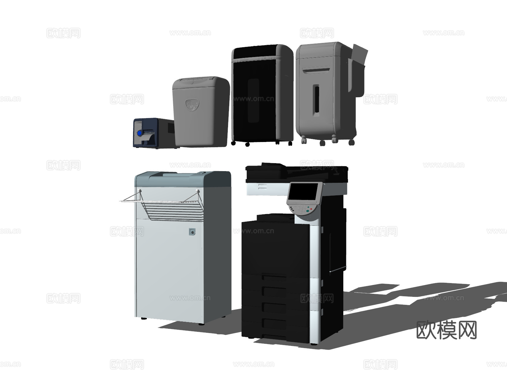 现代打印机办公器材su模型下载