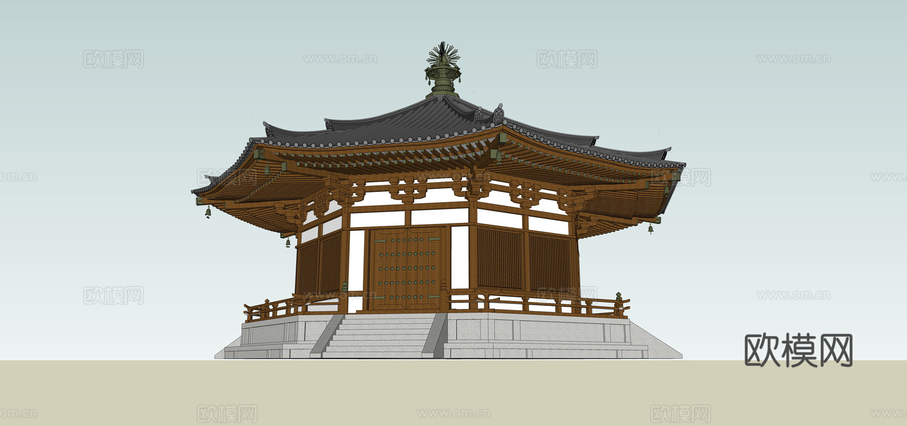 中式古建外观su模型下载