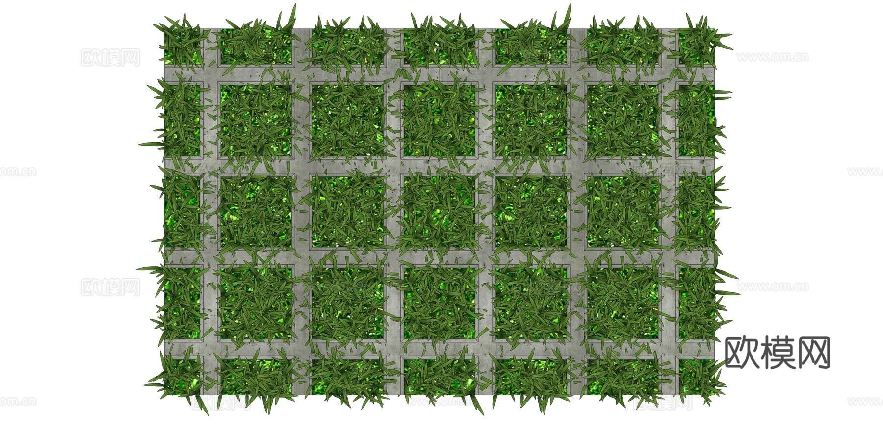 现代绿植墙su模型下载