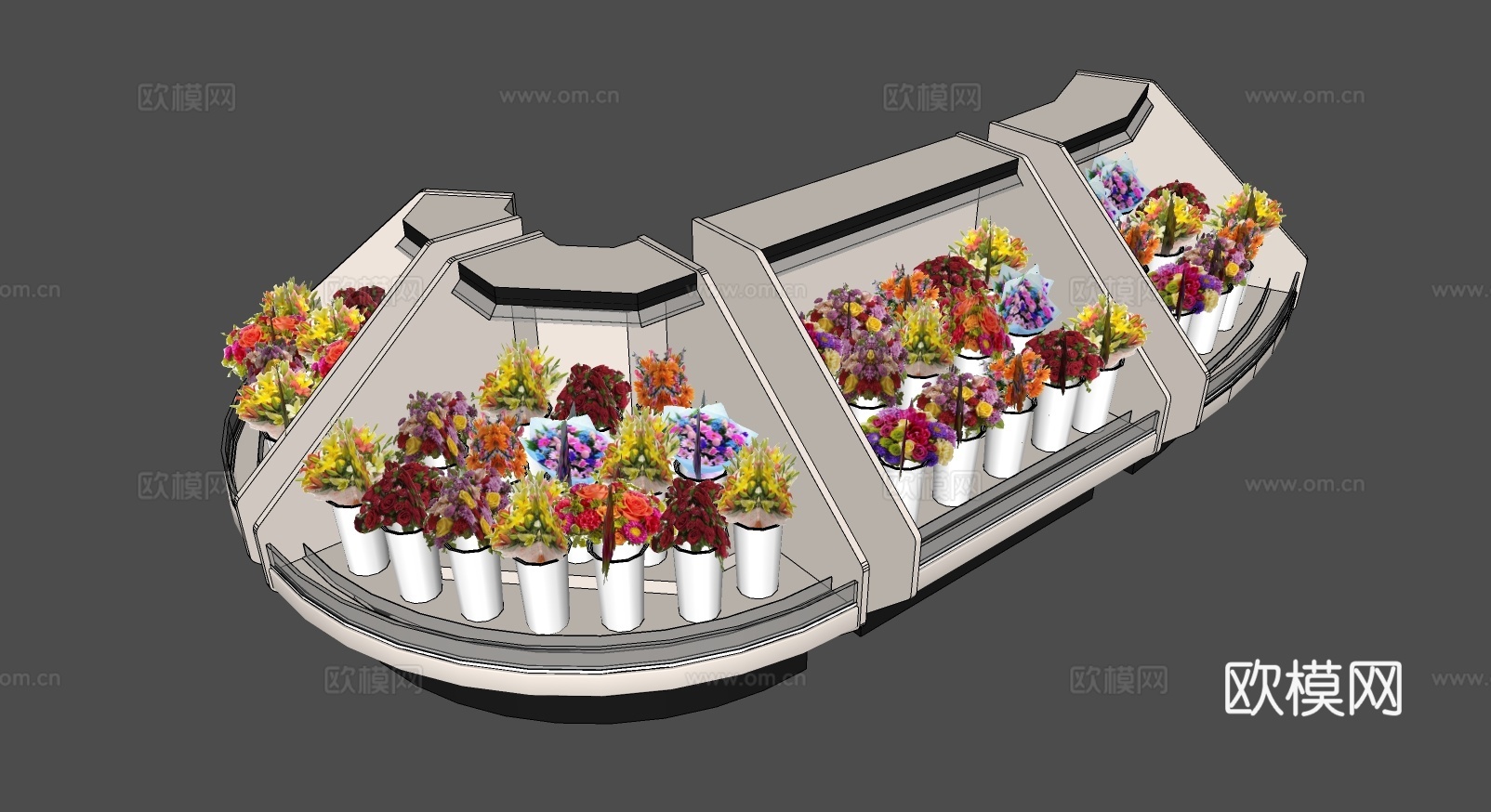 现代鲜花货柜展示柜su模型下载