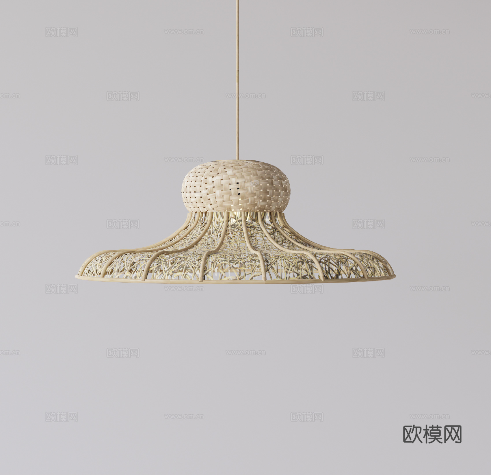 现代侘寂藤编吊灯su模型下载