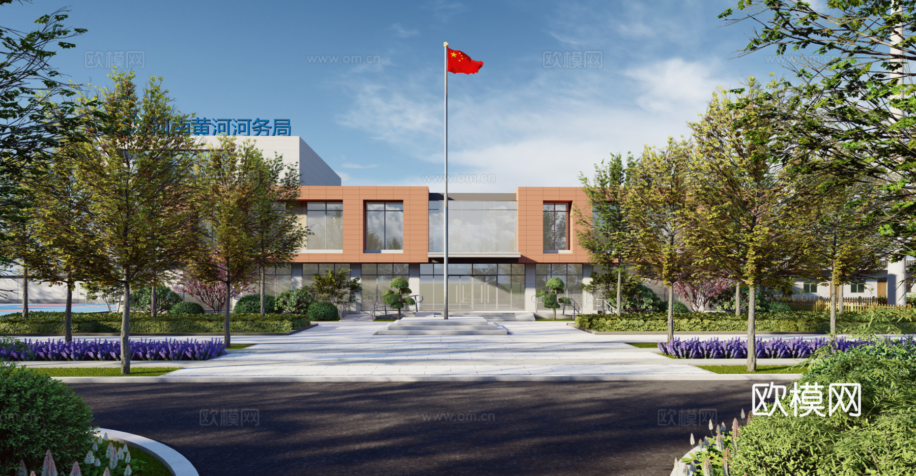 现代办公建筑外观su模型下载
