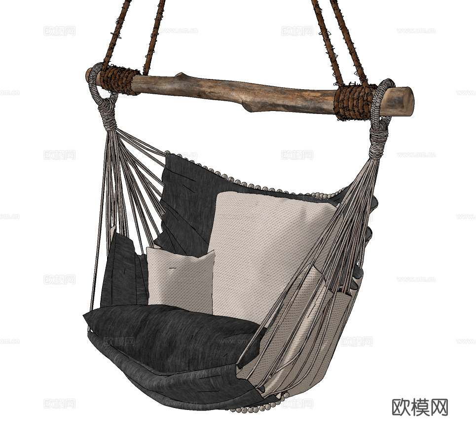 现代绳编吊椅su模型下载