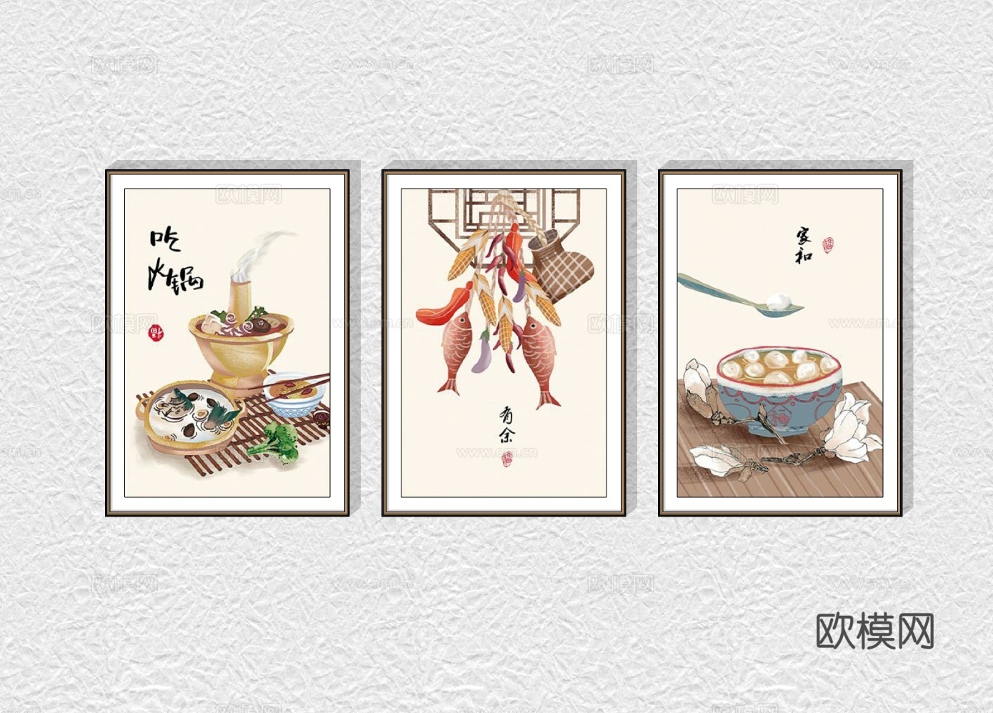 日式装饰画挂画su模型下载