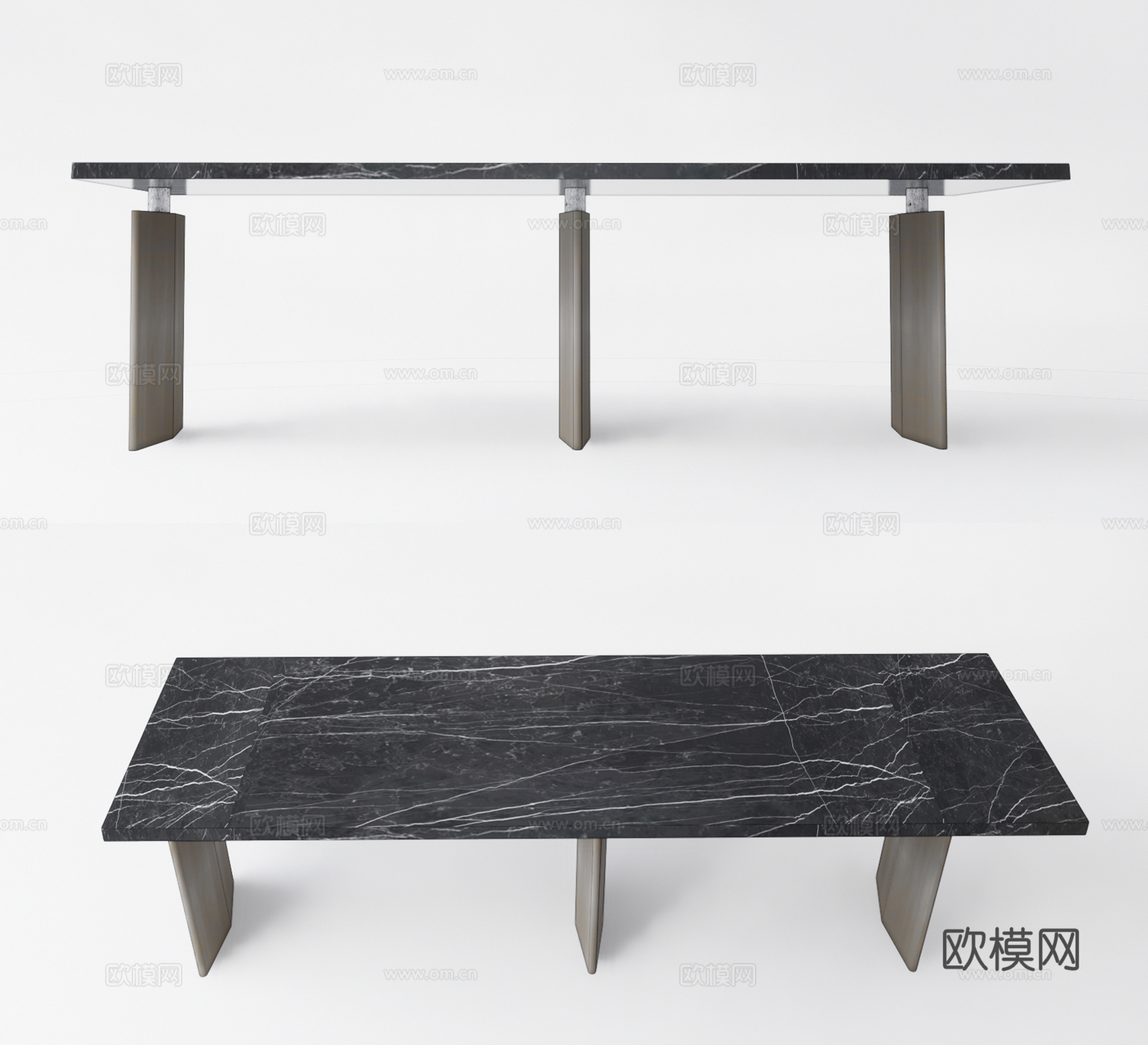现代条形餐桌su模型下载