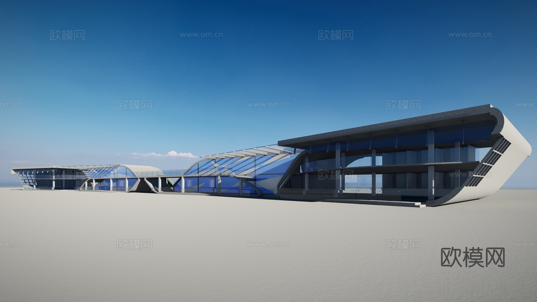 现代商铺建筑外观su模型下载