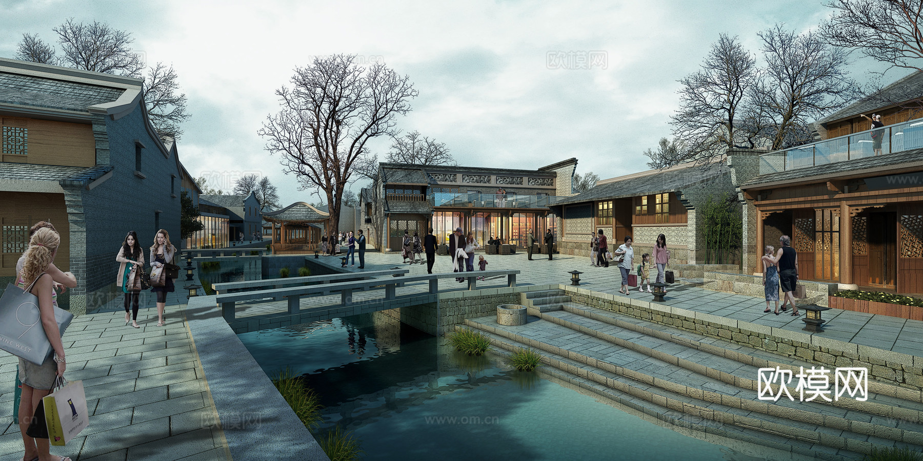 中式古村住宅su模型下载