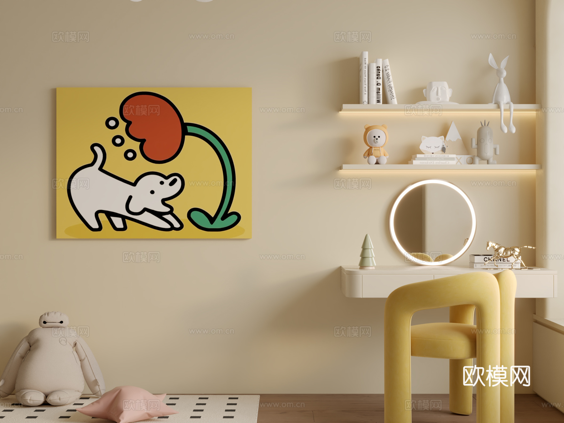 现代儿童房挂画3d模型