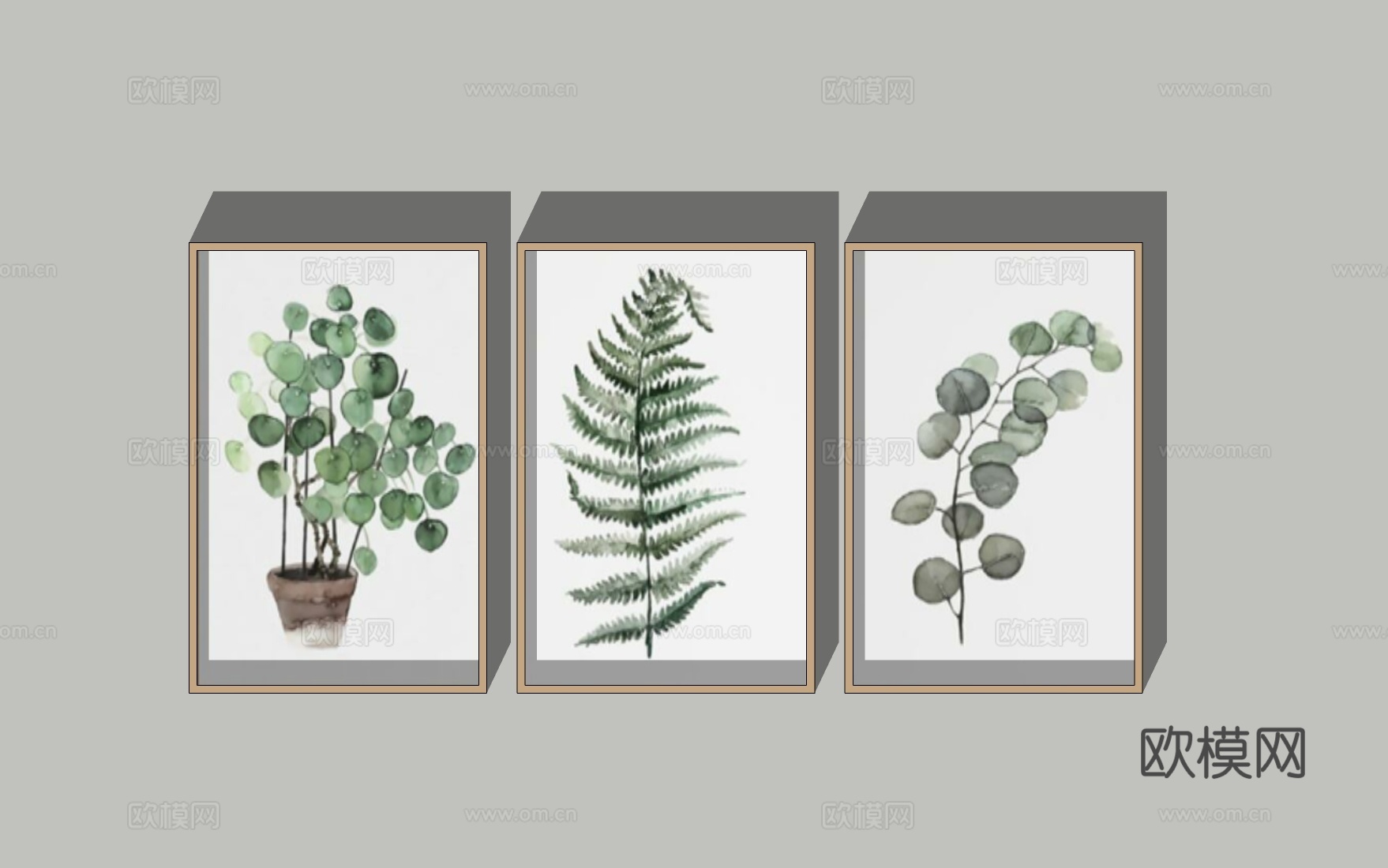 现代植物装饰画su模型下载