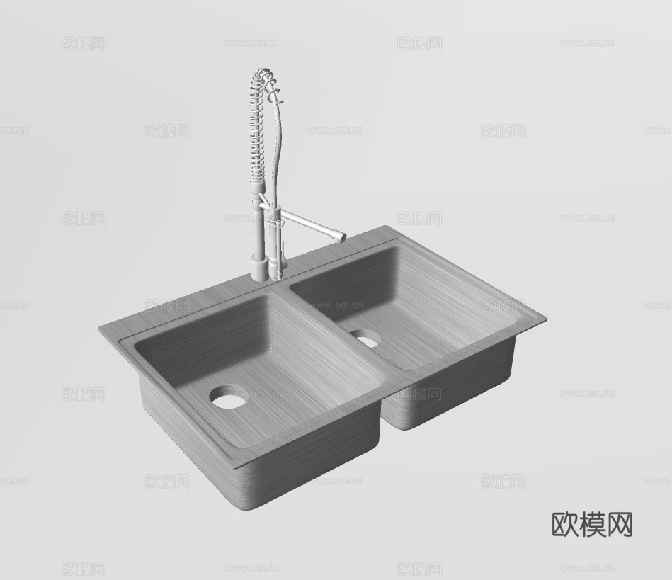 现代不锈钢水槽su模型下载