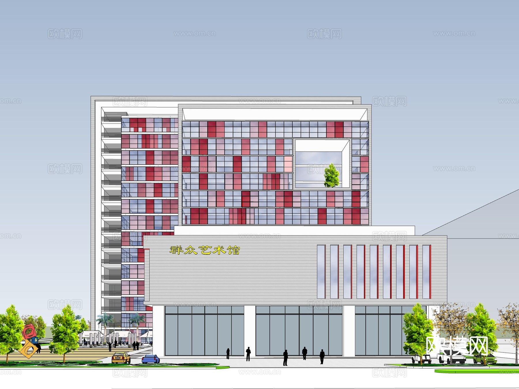 现代办公楼建筑外观su模型下载
