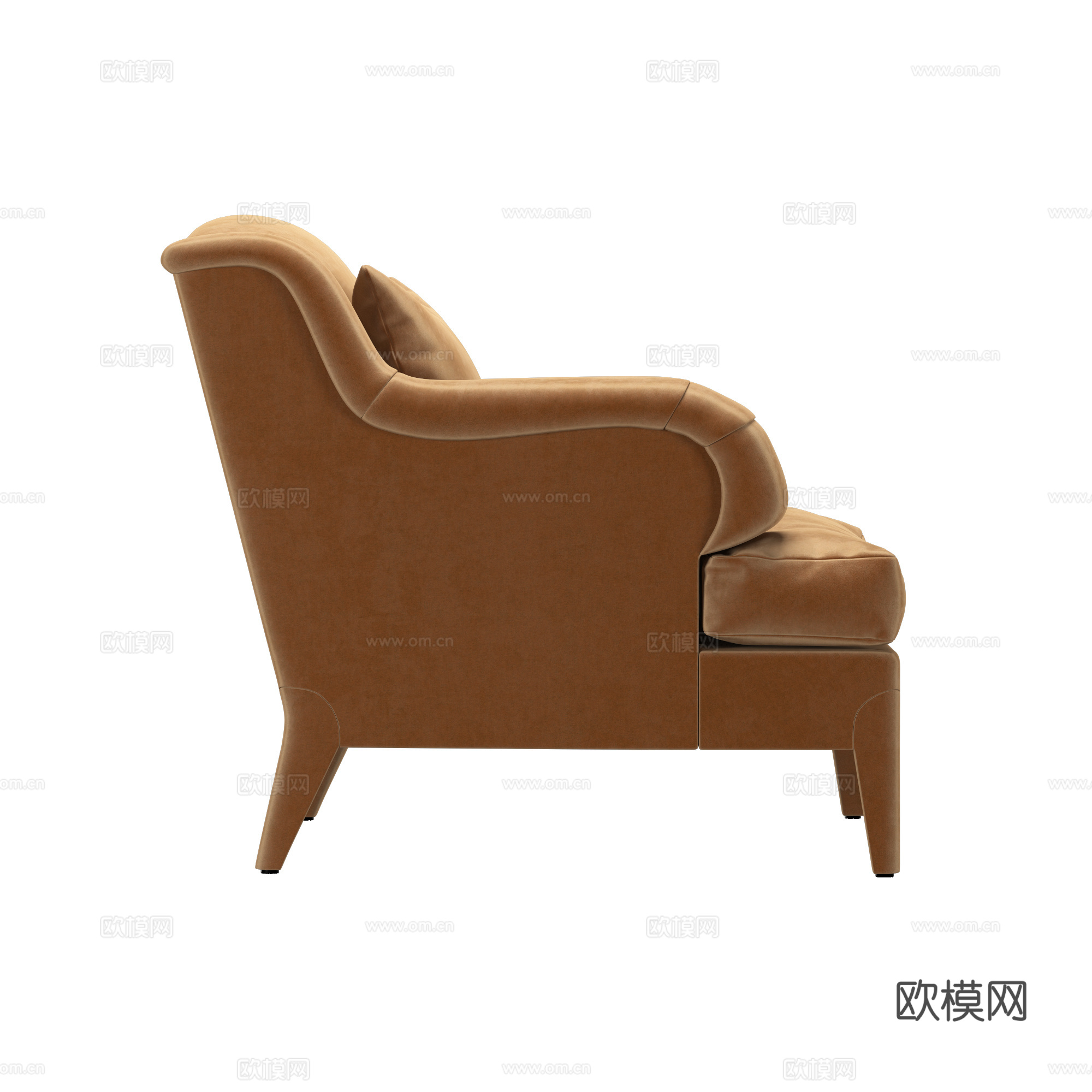 现代意式轻奢丝绒布艺沙发椅3d模型
