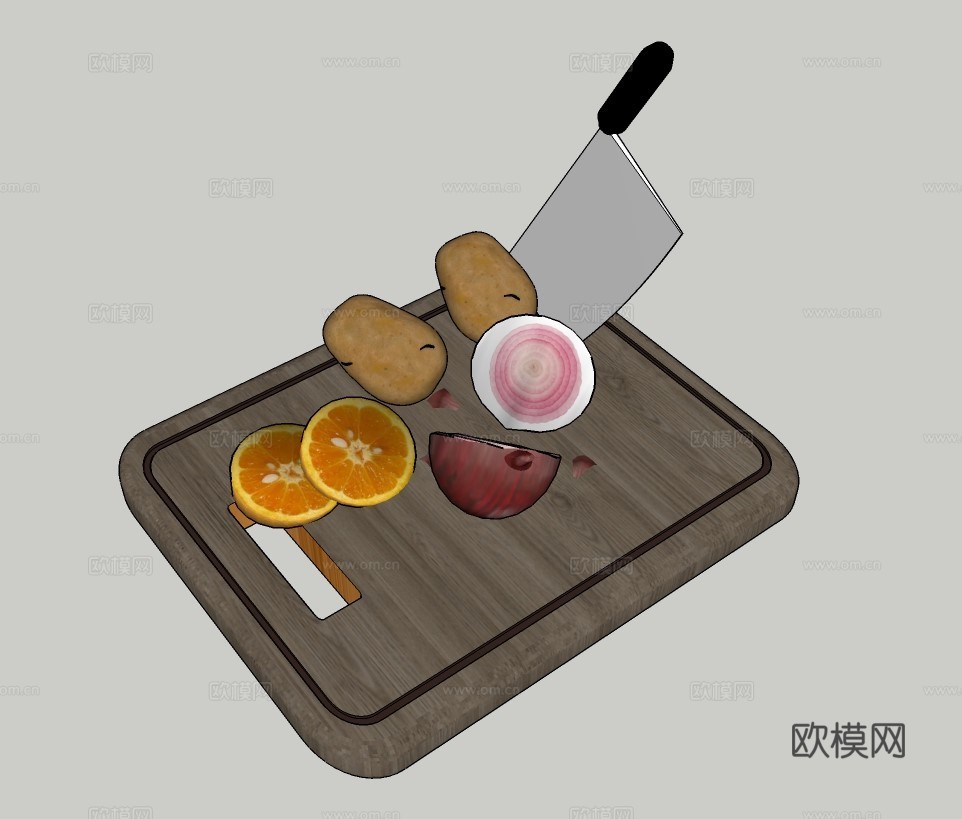 现代刀具砧板su模型下载