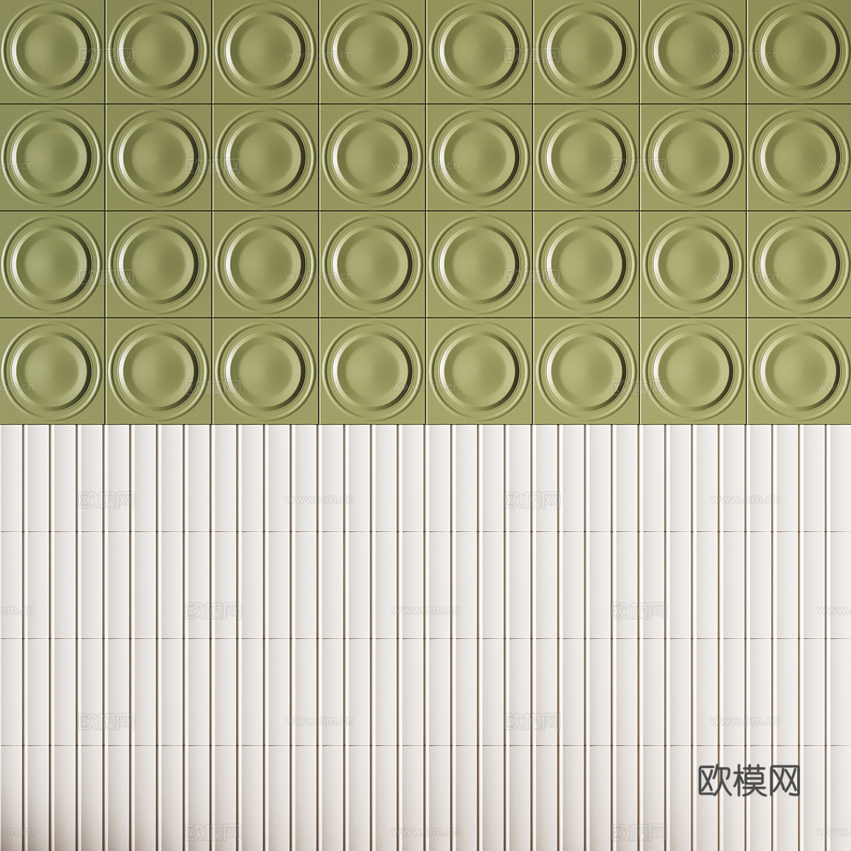 新中式中古风瓷砖 花砖 结构砖 陶砖3d模型
