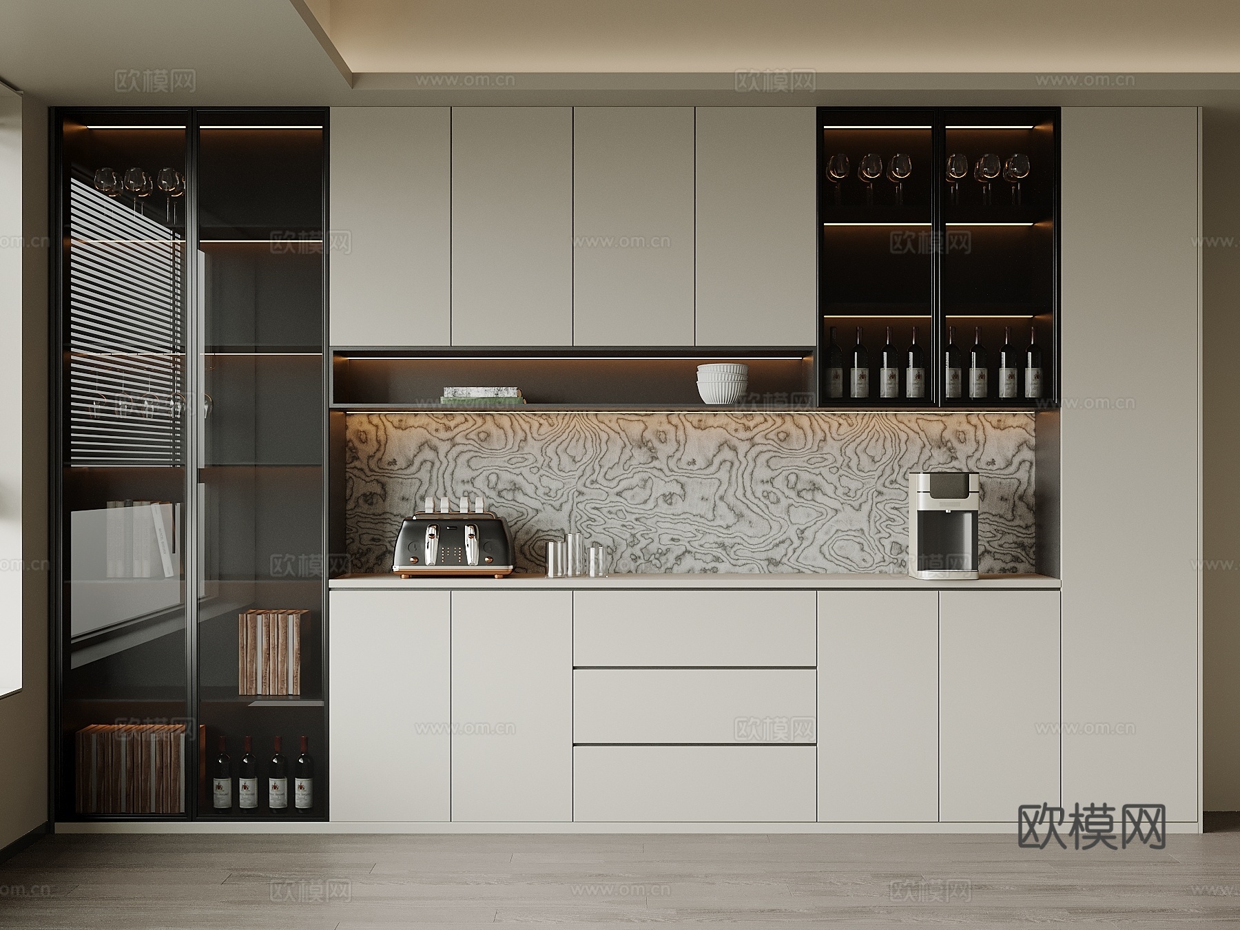 现代酒柜3d模型下载