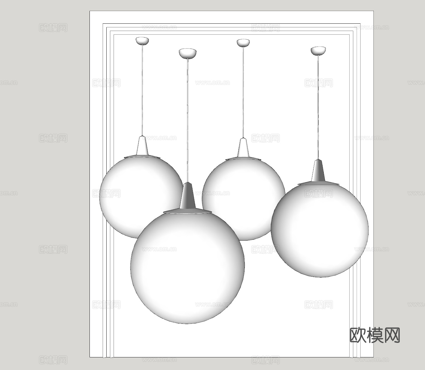 工业风吊灯su模型下载