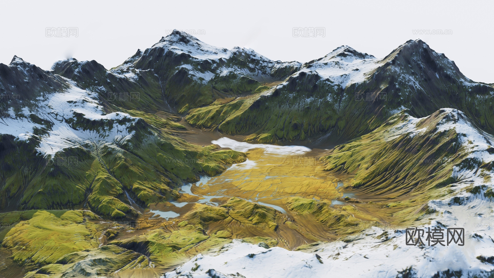 现代雪山山脉  自然山地景观su模型