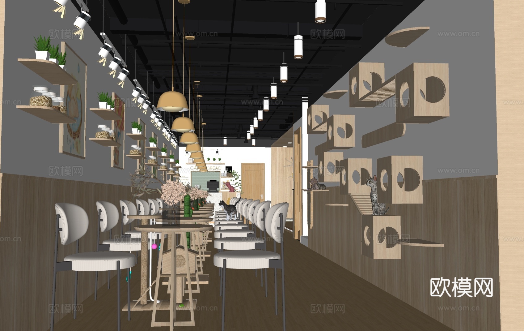 现代宠物店su模型下载