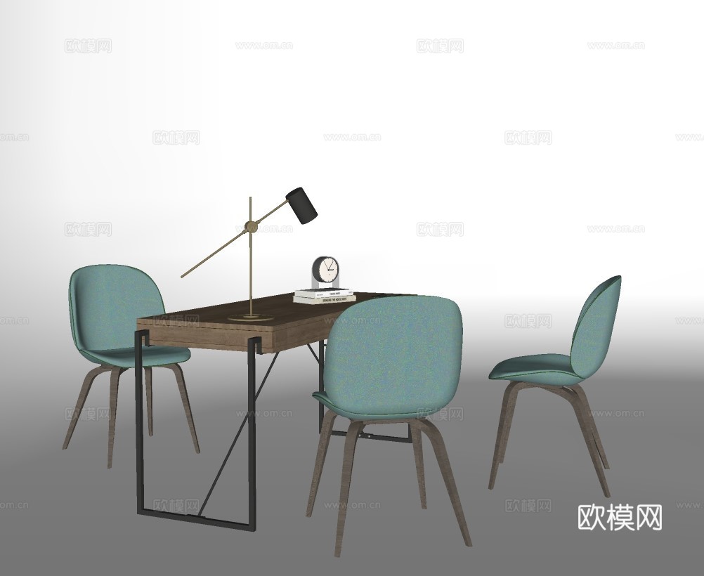 北欧书桌椅su模型下载