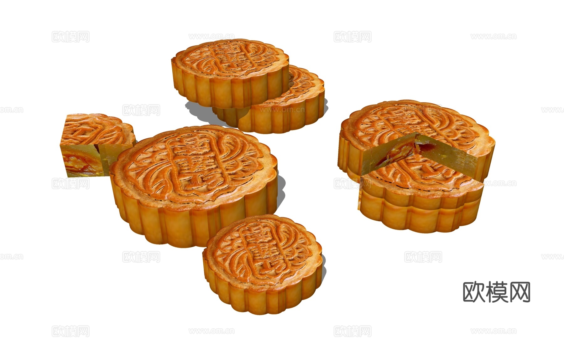 中秋月饼 糕点美食su模型下载
