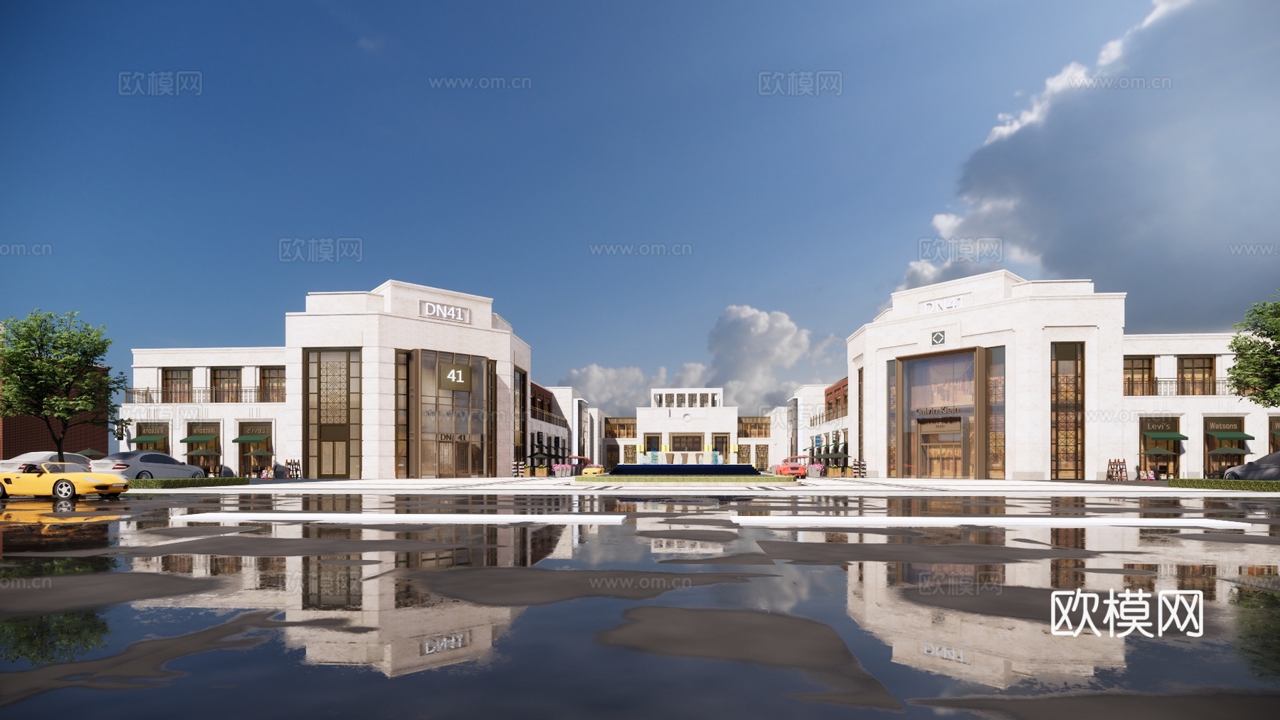 简欧商业街su模型下载下载（渲染图1）