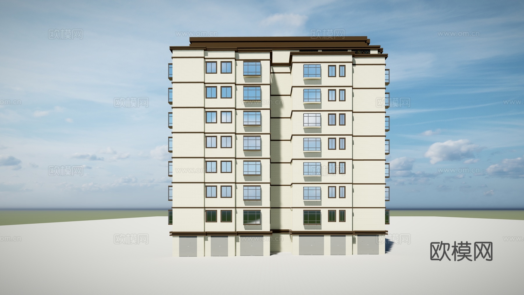现代住宅楼建筑外观su模型下载