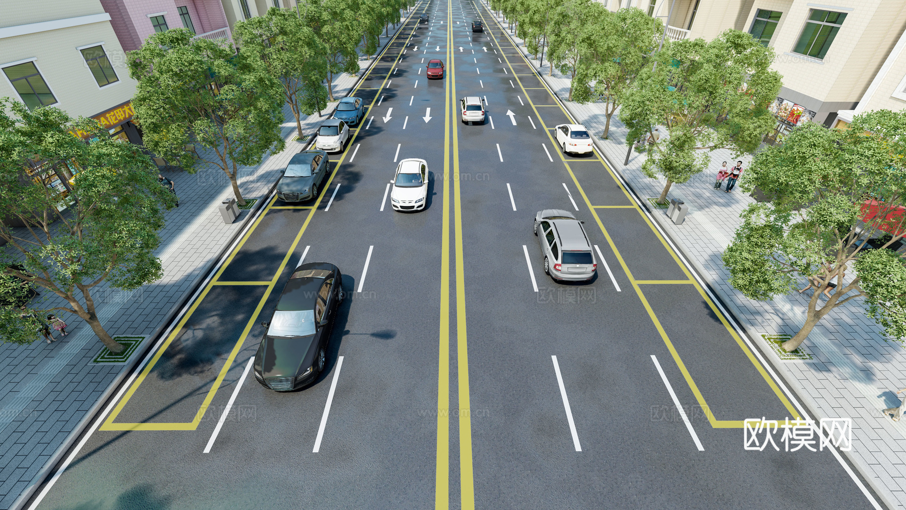 现代城市道路景观su模型下载