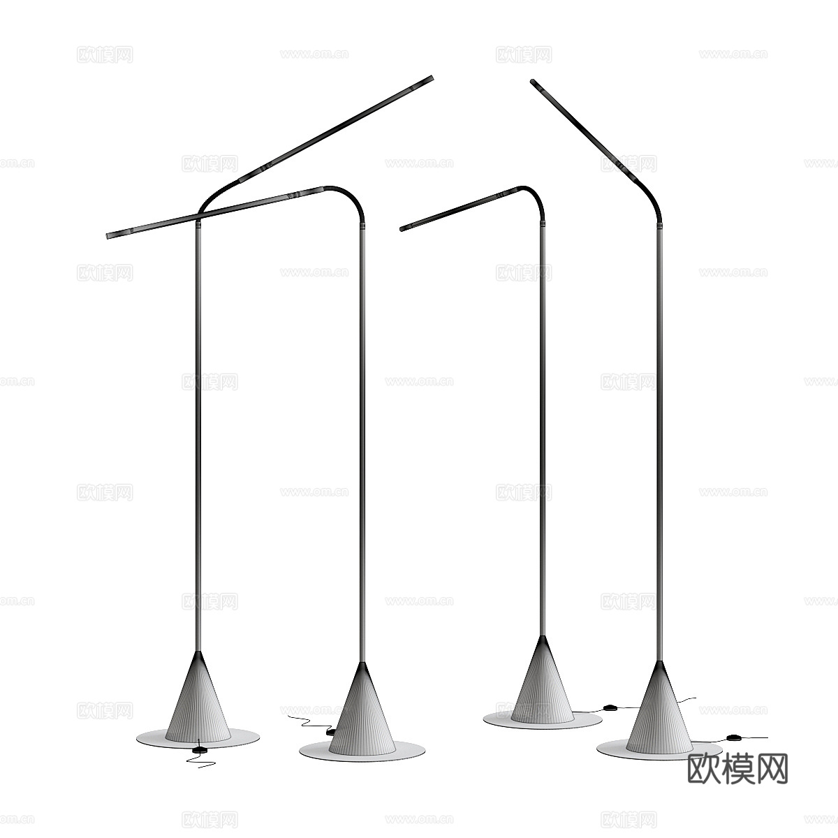现代轻奢极简线性落地灯3d模型